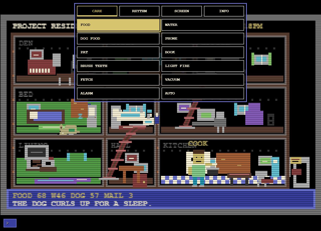 Project Resident care menu screenshot