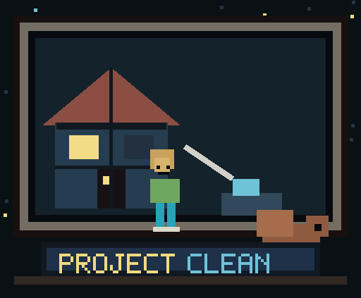 Stylized vacuum cleaning scene